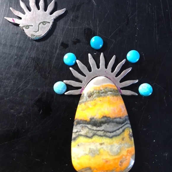 ❌SOLD❌Bumblebee Jasper & Royston Turquoise Pendant - Picture 3 of 8